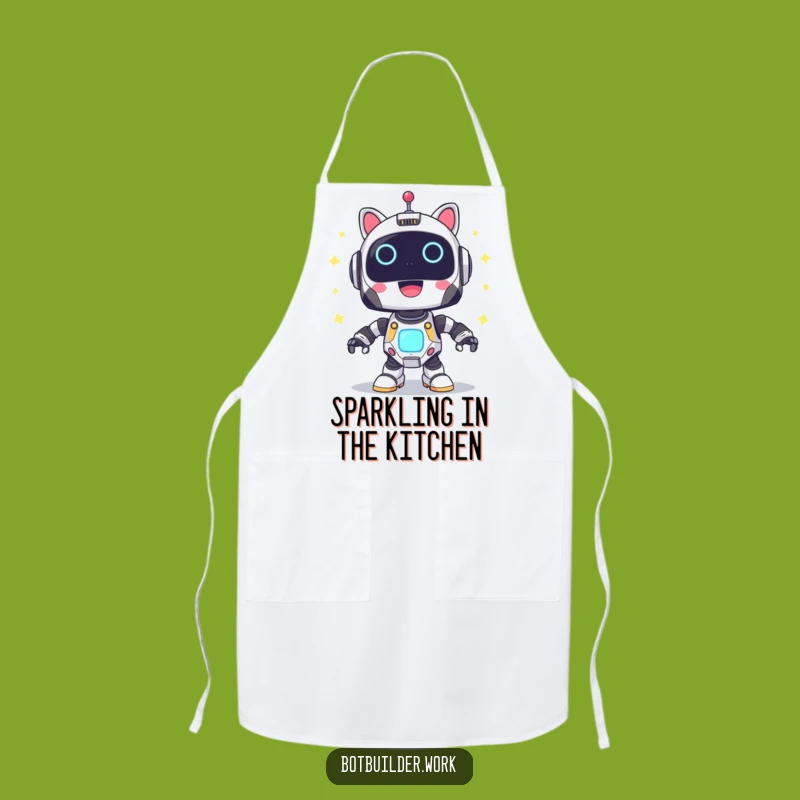 Funny Robot Power-Up Apron: Joyful Lights Kitchen Wear - Perfect Funny Gift
