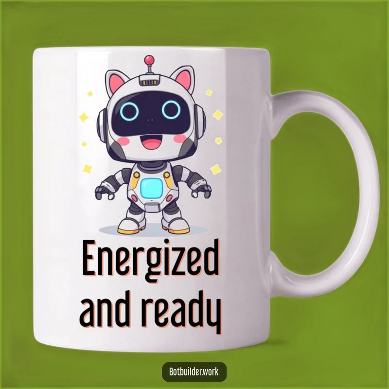 Funny Robot Power-Up Mug: Joyful Lights Critter Gift - Perfect Funny Gift