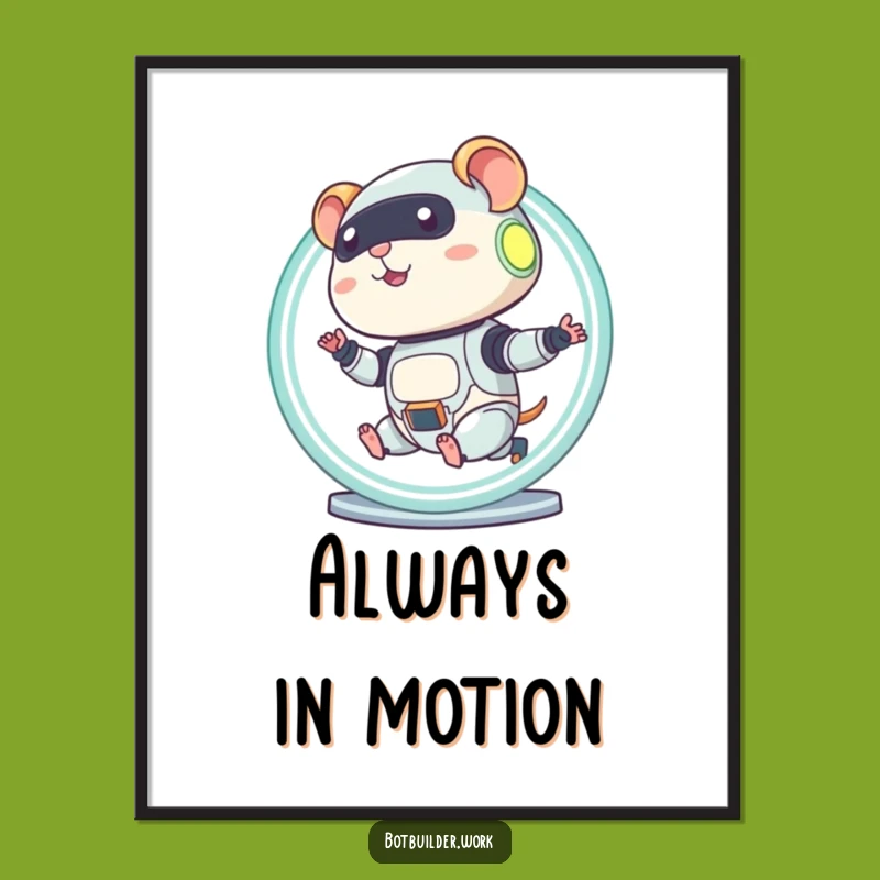 Funny Robot Hamster Digital Art Print: Motivate Your Space Humorously