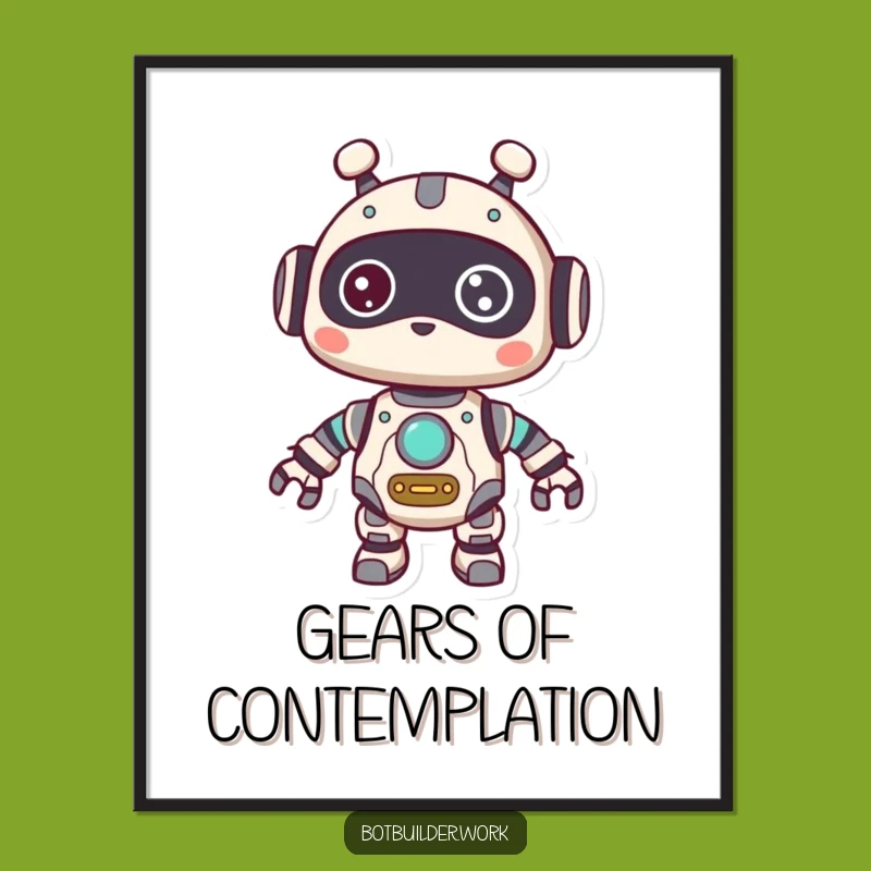 Funny Robot Curious Art Print: Gears Download - Ideal Funny Gift