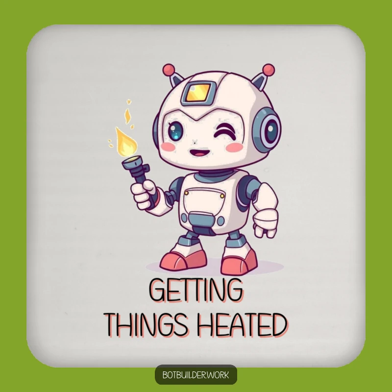 Funny Robot Welder Coaster: Cute Torch Decor - Perfect Funny Gift