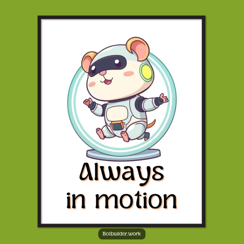 Funny Robot Hamster Art Poster: Motivate Your Space With Humor