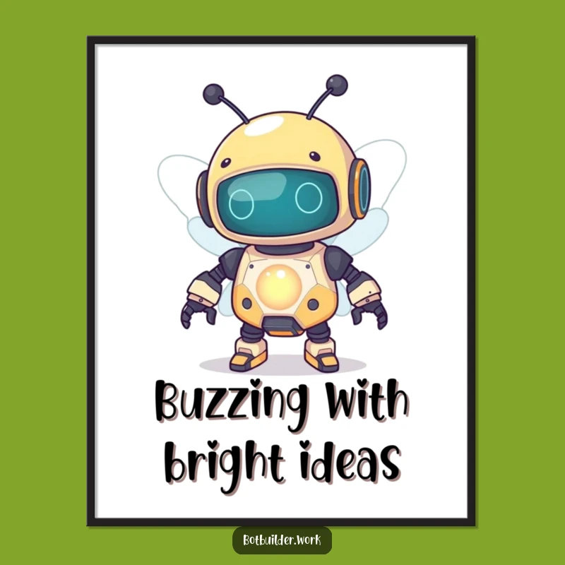 Funny Robot Bee Art Poster: Energize Your Space With Quirky Humor