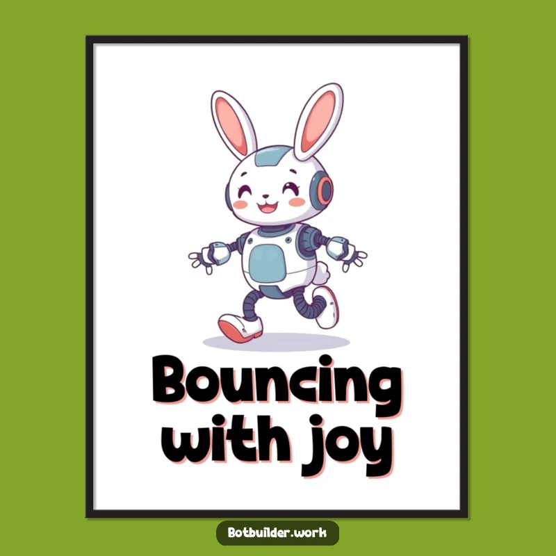 Funny Robot Rabbit Art Poster: Brighten Your Walls With Humor