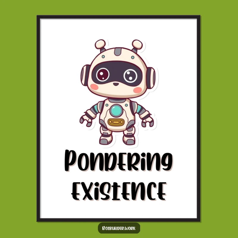 Funny Robot Curious Poster: Gears & Wonder Art - Ideal Funny Gift