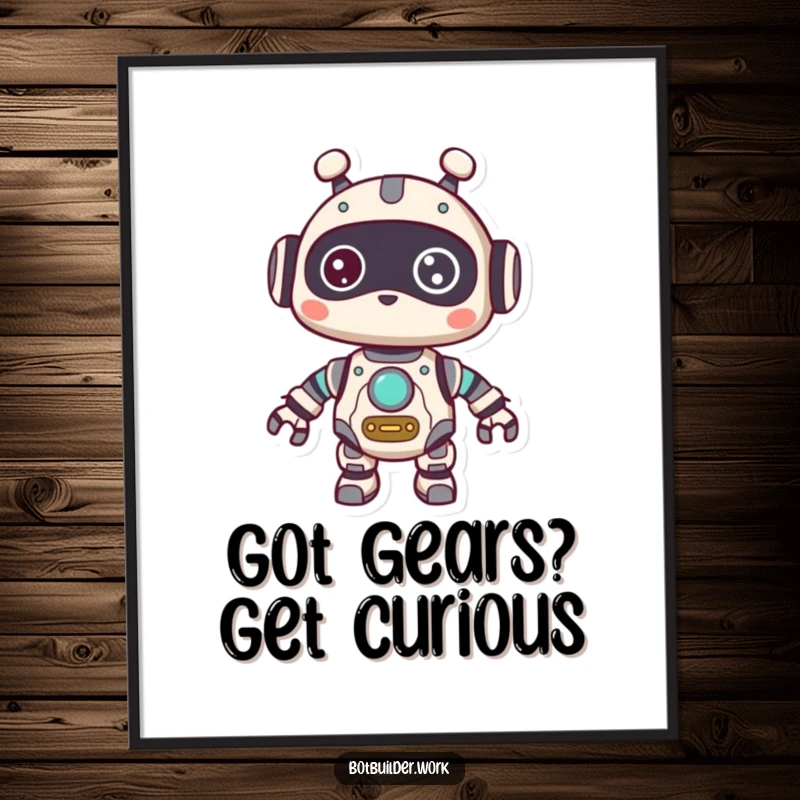 Funny Free Printable Robot Animal Wall Art: Robot with gears showing, looking curious, adding an element of intriguing decor.