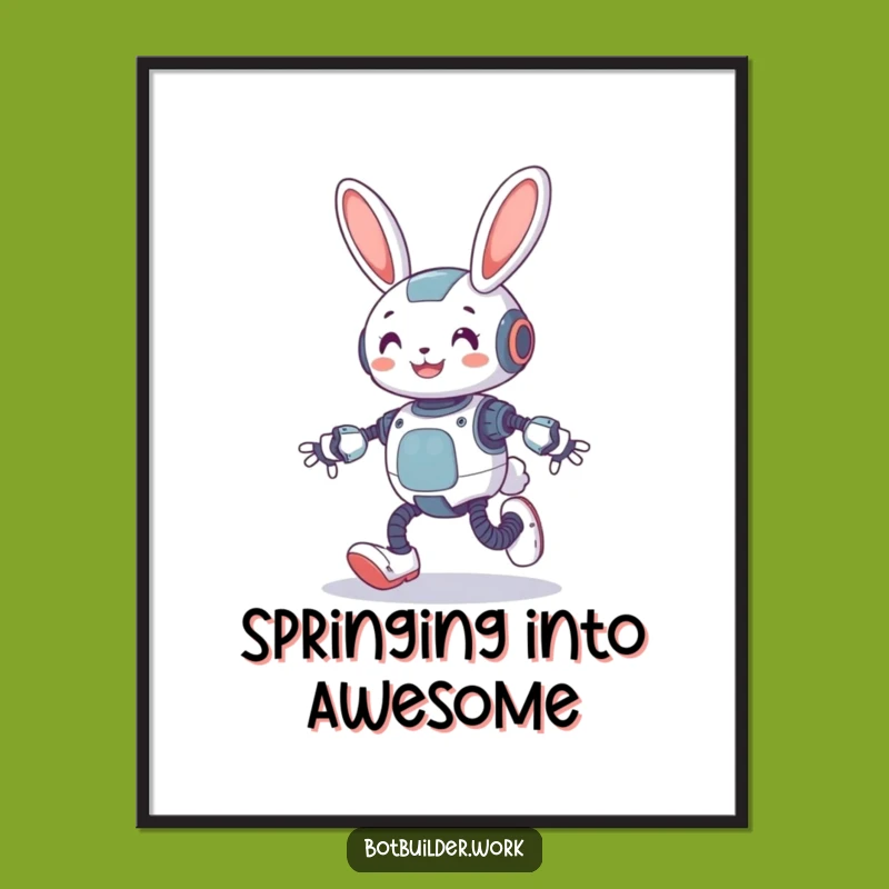 Funny Free Printable Wall Art: Robot Rabbit Spring, Quirky Decor, Downloadable Art Gift!