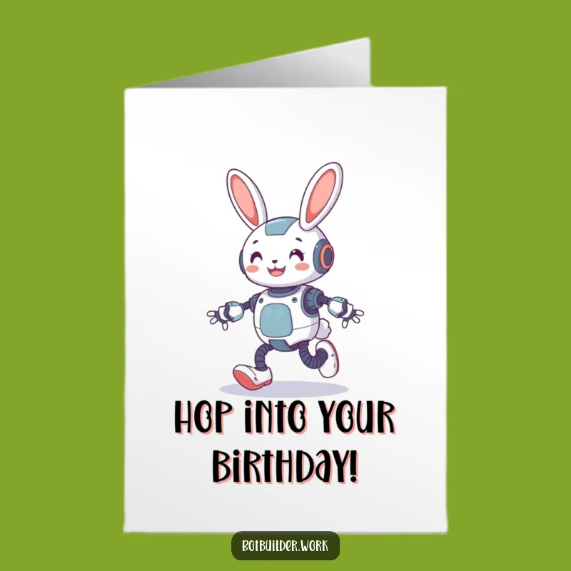 Free Printable Birthday Card: Robot Rabbit Bounce, Springy Wishes, Downloadable Gift!