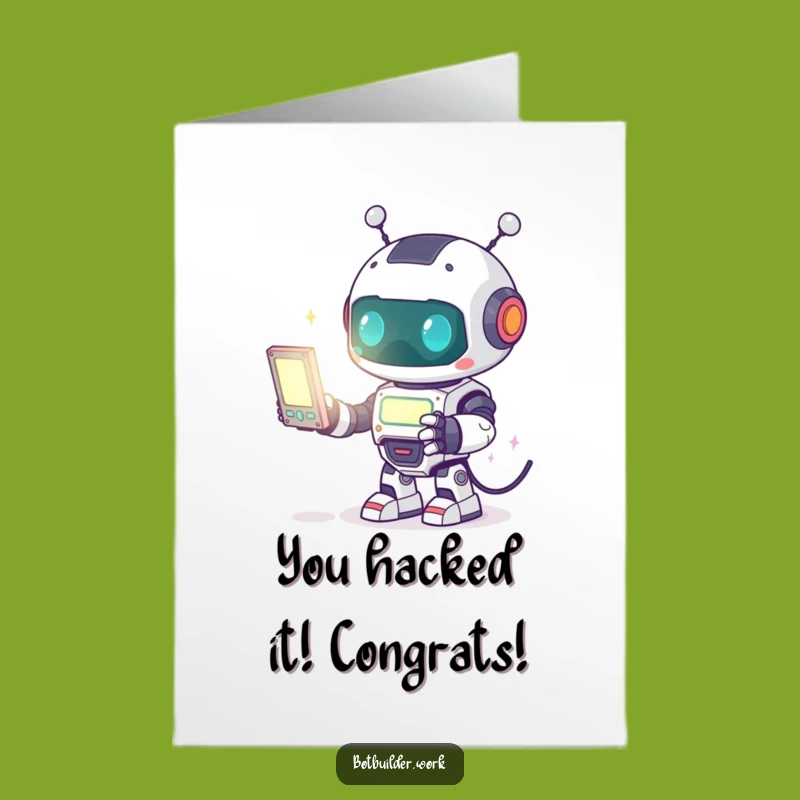 Free Printable Robot Animal Congrats Card: Programmer Success DIY Downloadable
