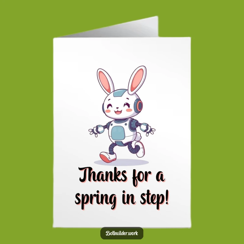 Free Printable Thank You Card: Robot Rabbit Thanks, Springy Gratitude, Downloadable Gift!
